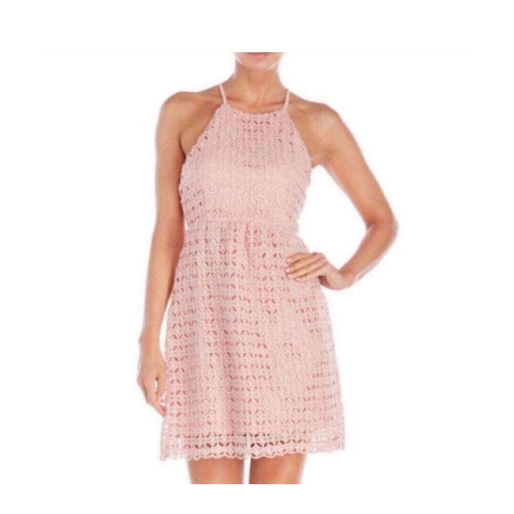 Romeo & Juliet Crochet Halter Neck Pink Dress Size Small